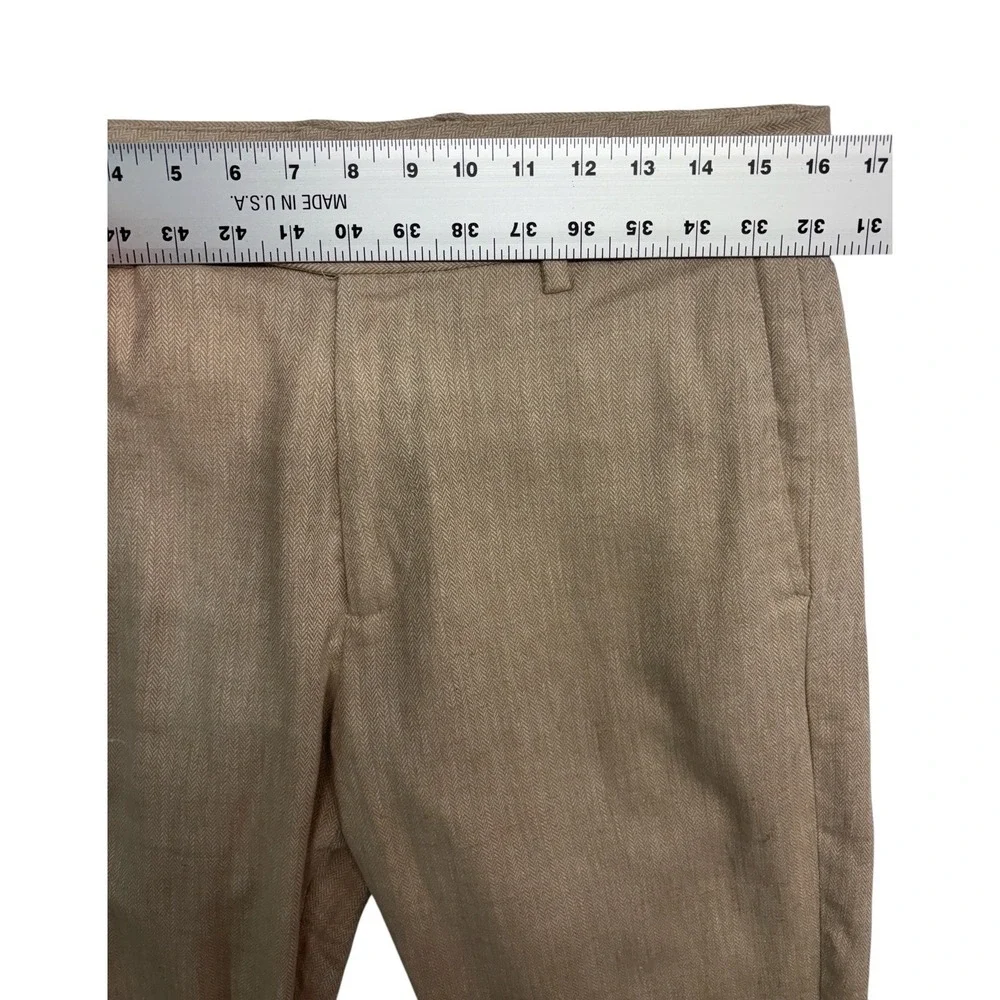 Banana Republic 30x29 Tan Herringbone Linen Cotton Pants Trousers Tailored Fit